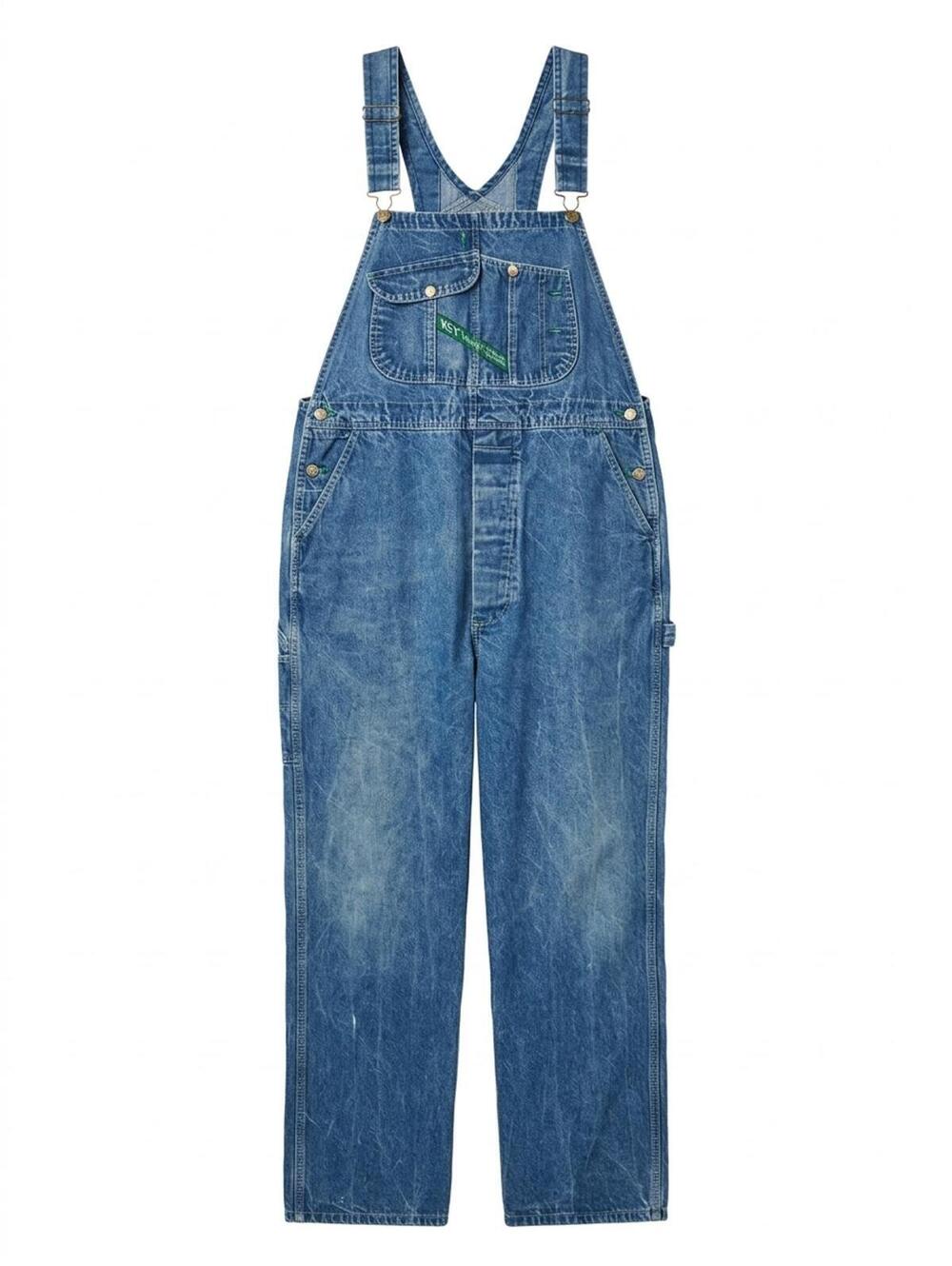 Key Imperial Denim Bib Overalls W44x30 Vintage Workwear Carpenter 100% Cotton